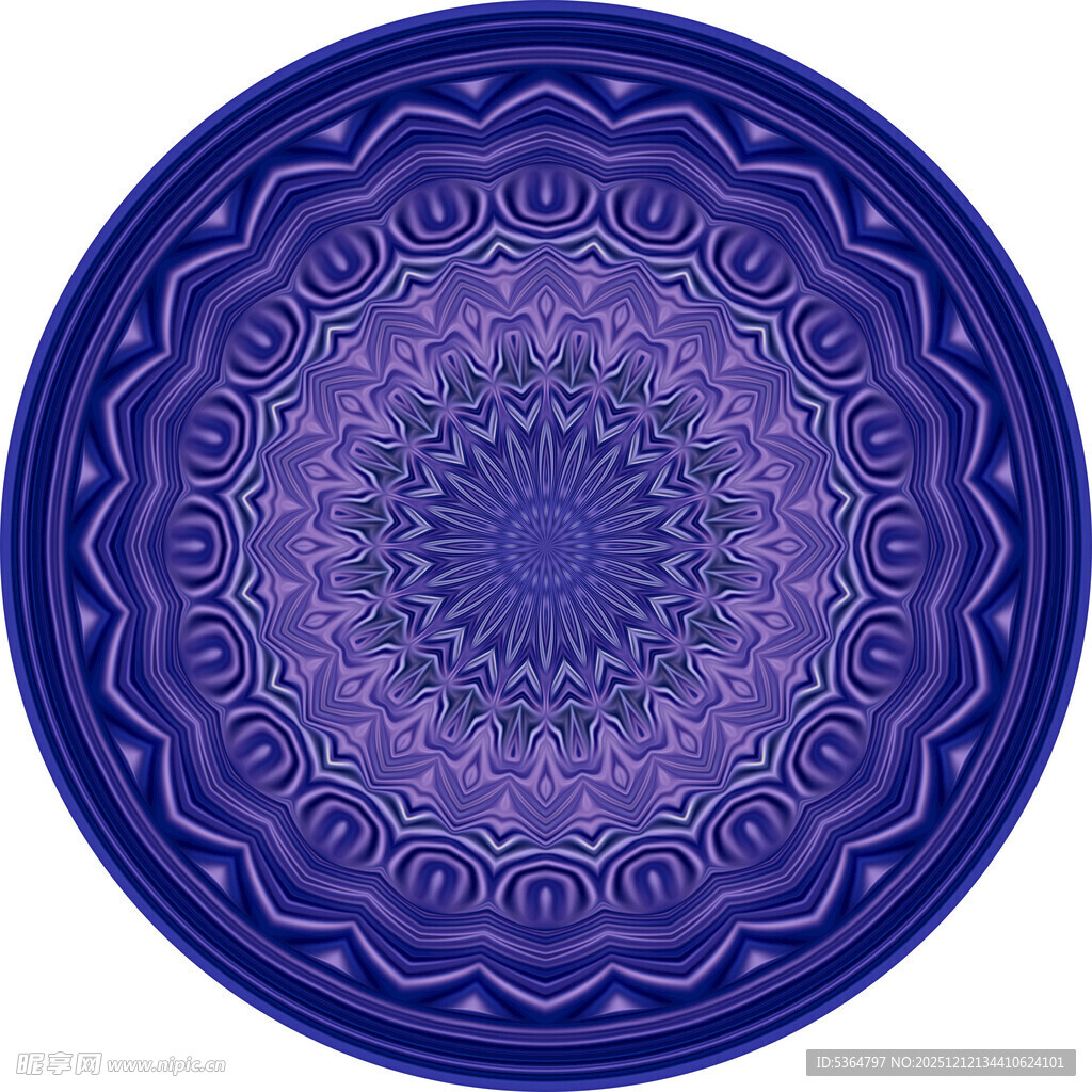 蓝色曼陀罗花纹图案