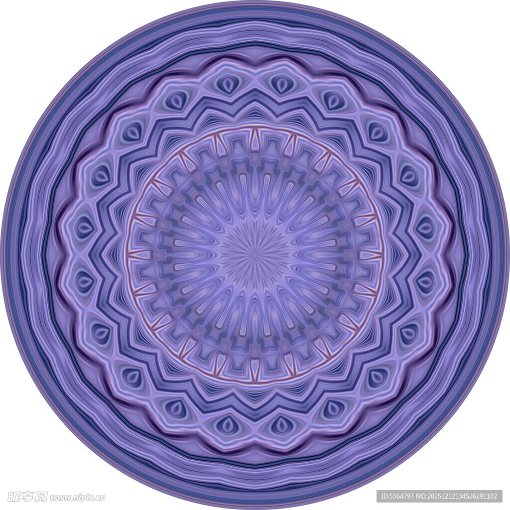 紫色曼陀罗花纹圆形图案