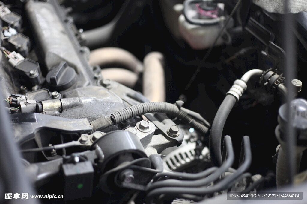 汽车发动机细节特写