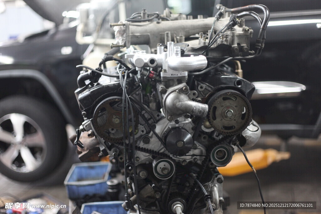 汽车发动机特写