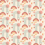 彩虹云朵铅笔图案背景