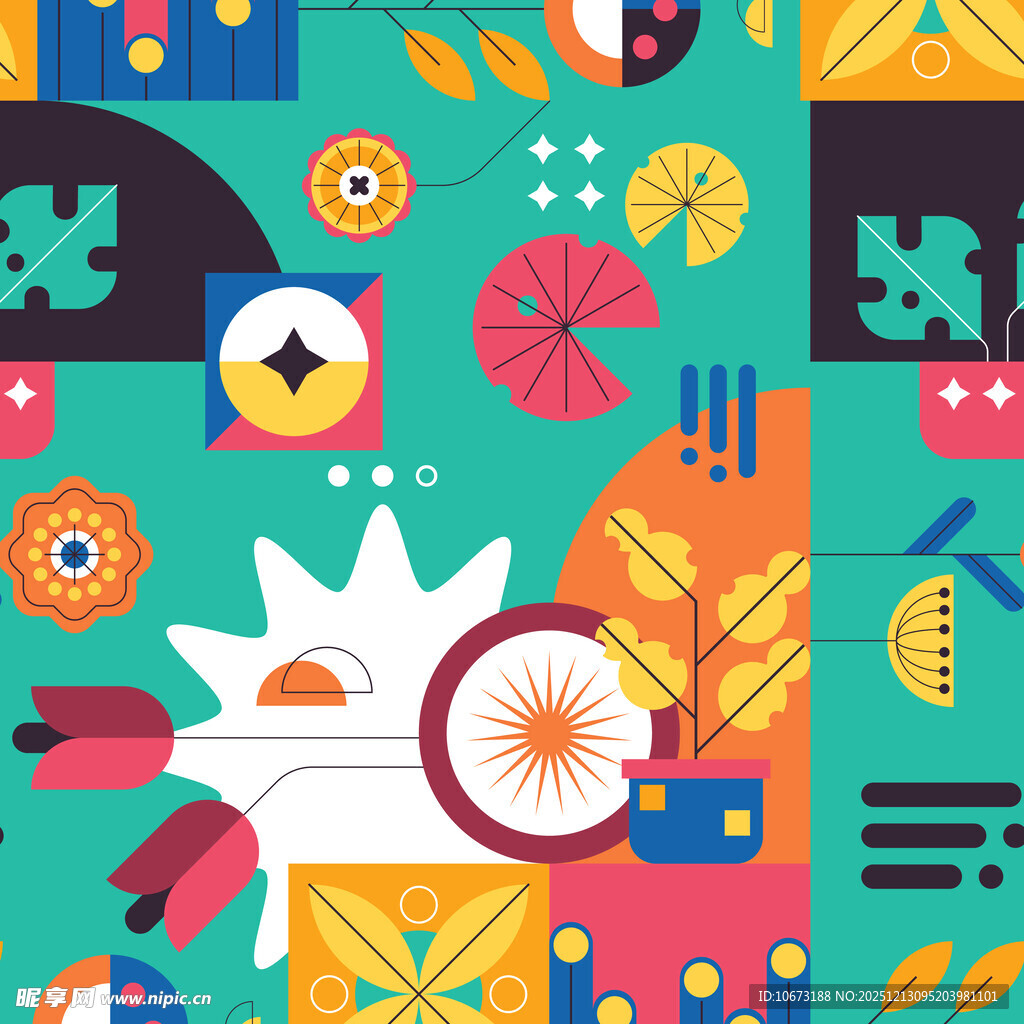 多彩几何图案装饰插画