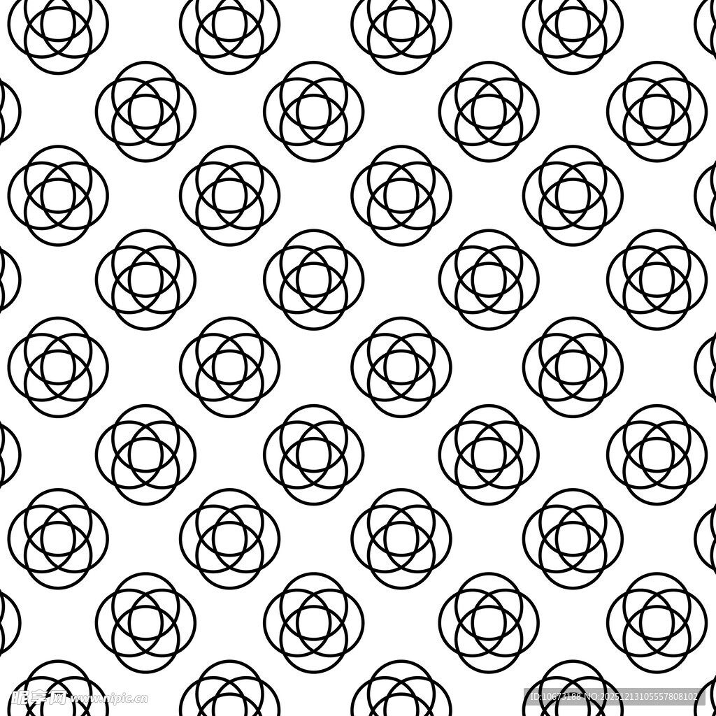 几何线条花朵无缝图案