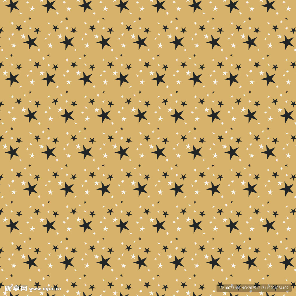 金色底黑色星星无缝图案