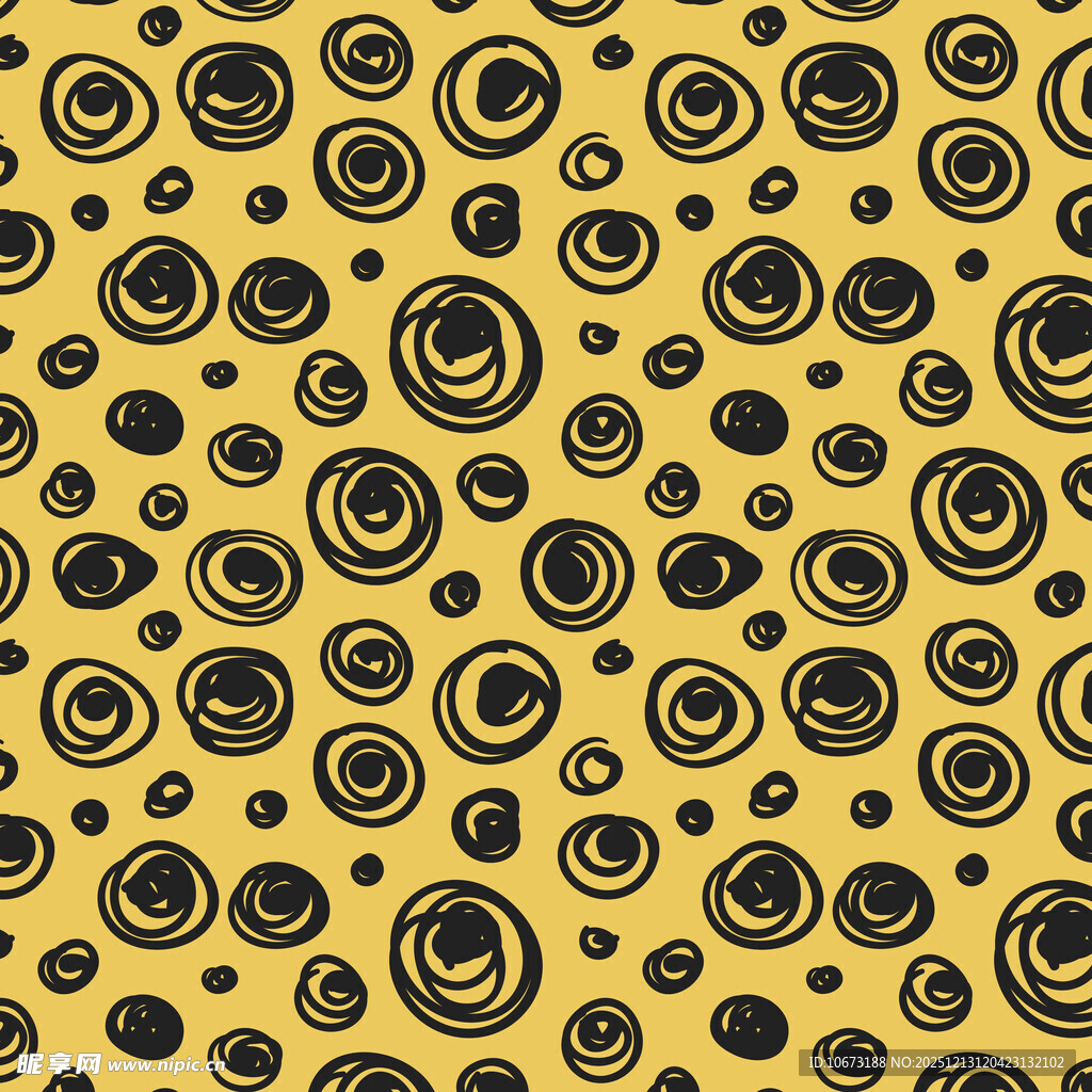 黄色底黑色圆圈图案背景