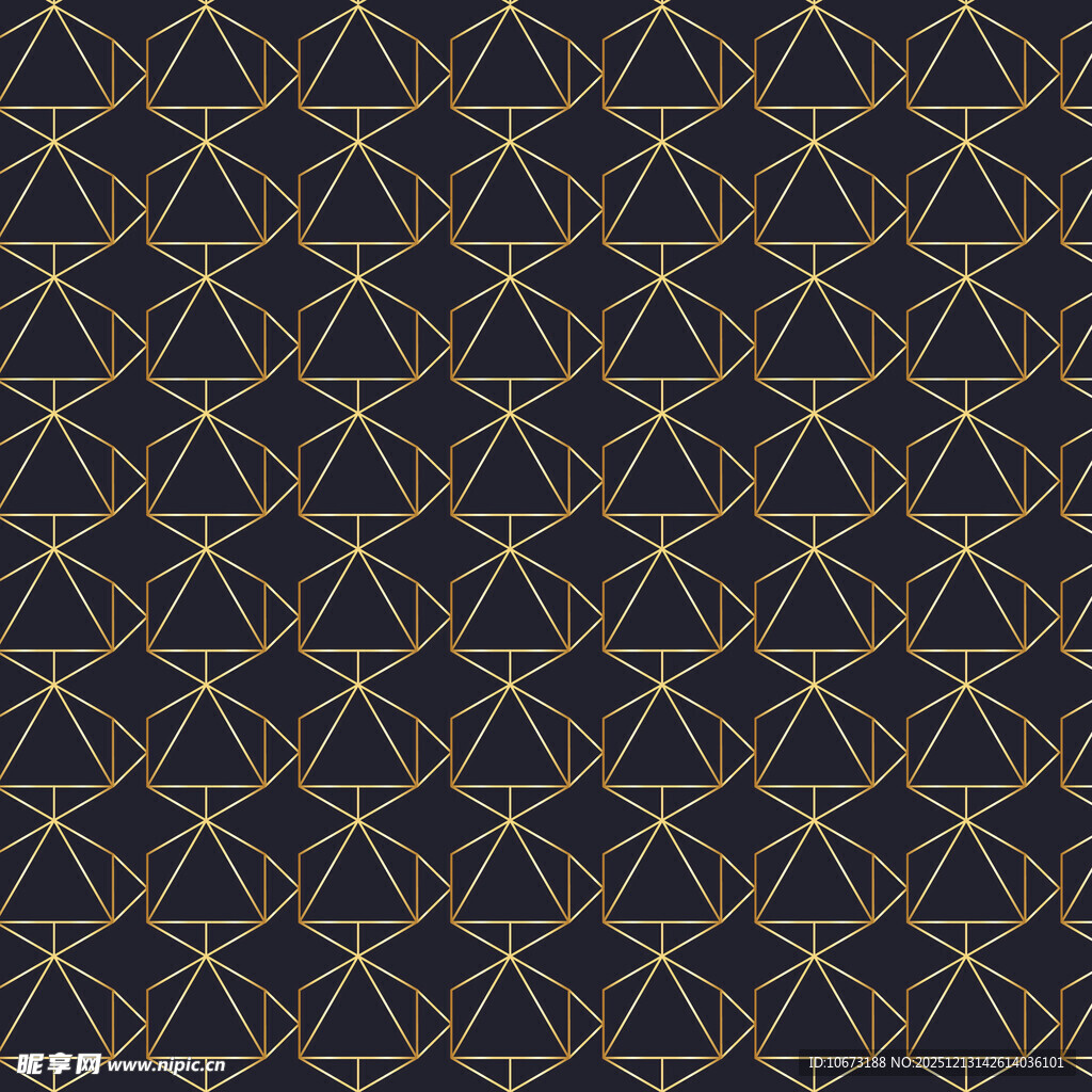 黑金几何线条无缝图案