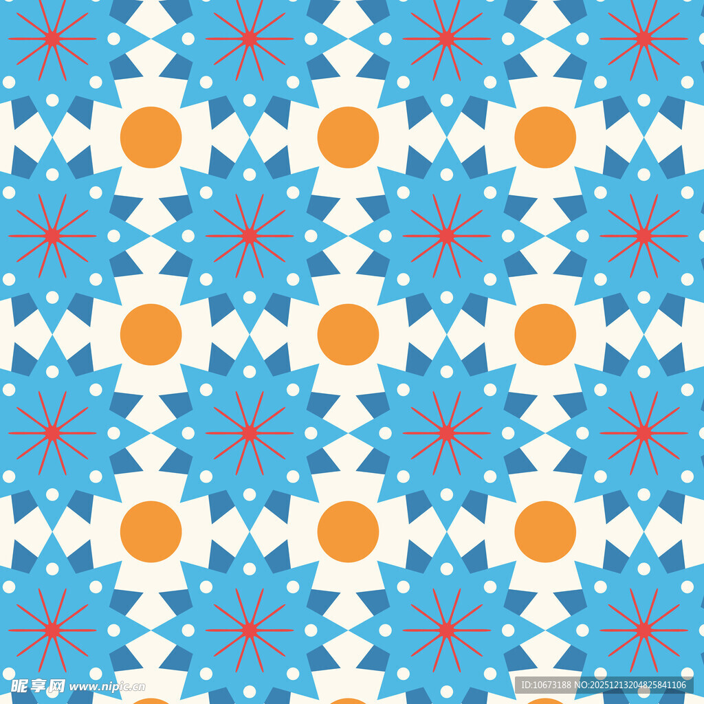 蓝橙几何图案无缝背景