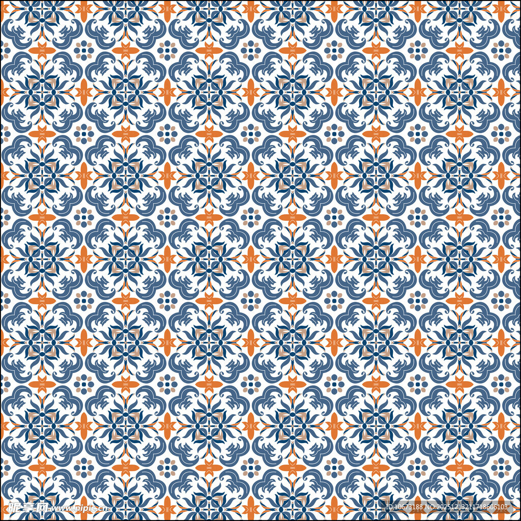 蓝橙几何图案无缝背景