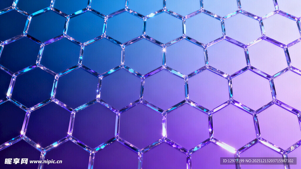 蓝紫色渐变六边形纹理背景