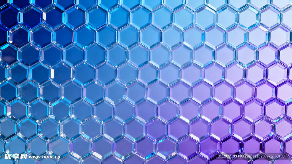 蓝紫渐变六边形蜂窝背景