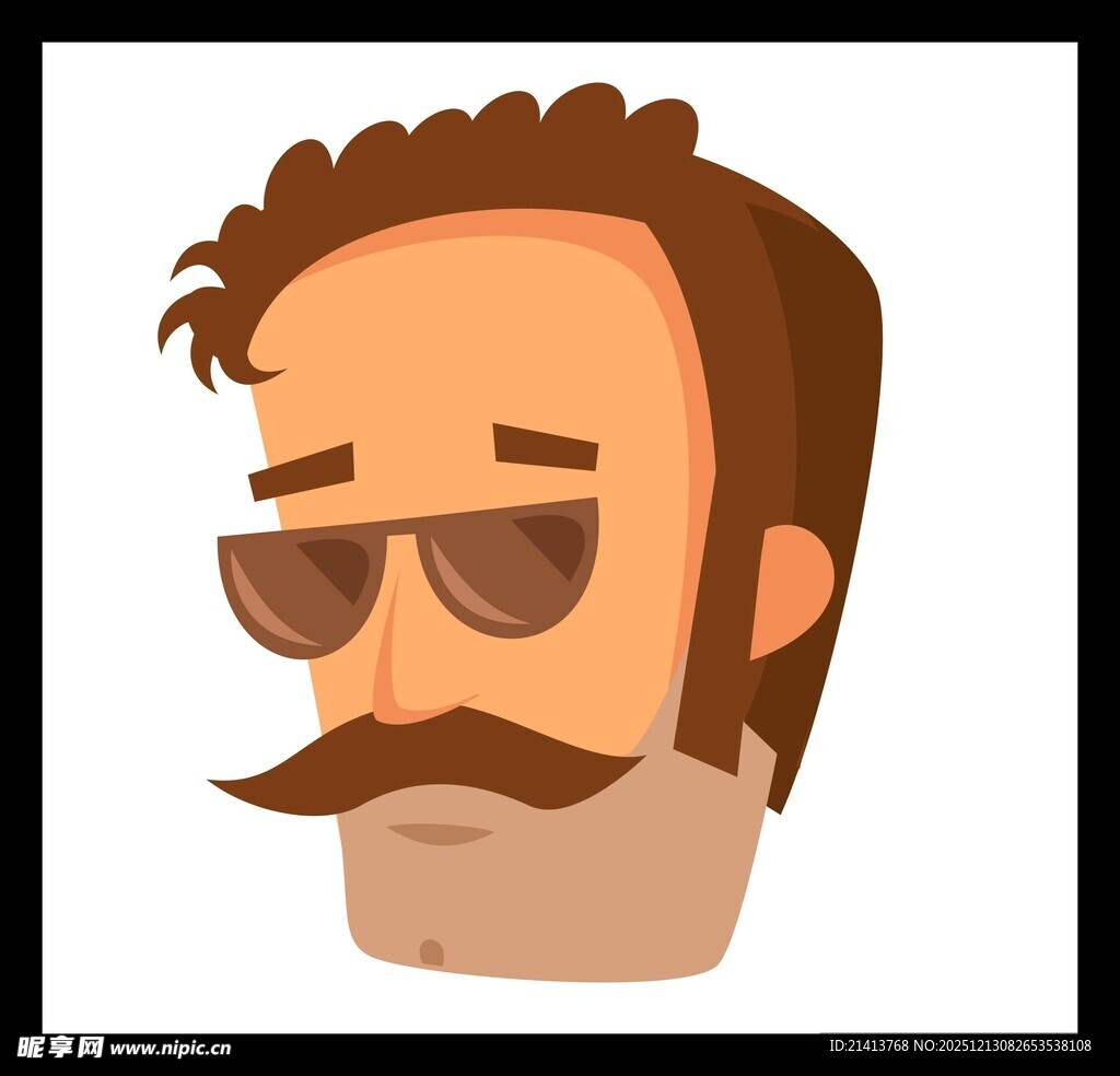 戴墨镜留胡子的男性头像