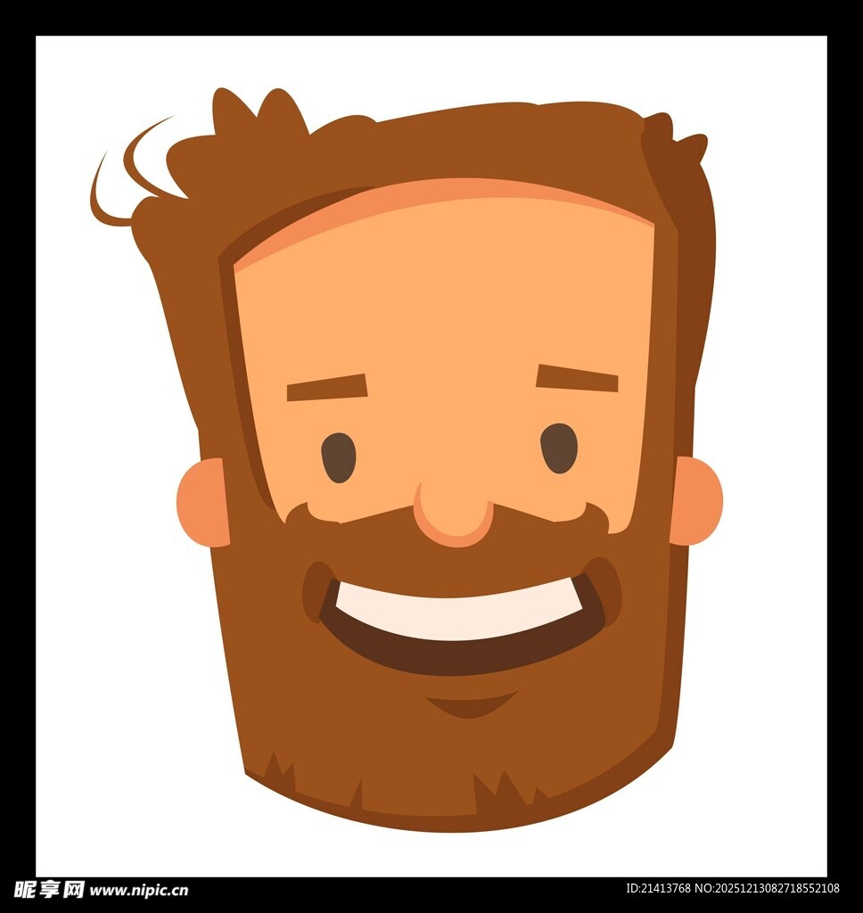 微笑的卡通胡子男子头像