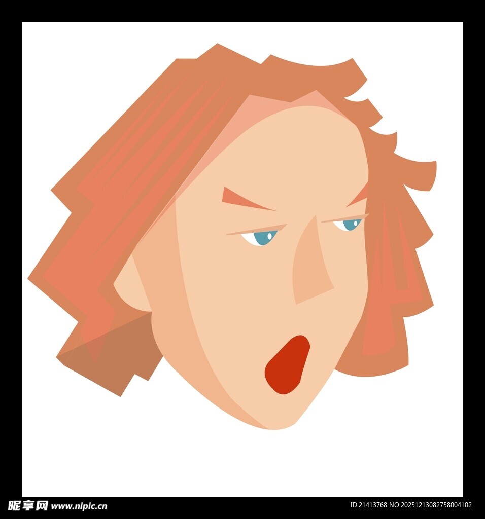 愤怒表情的卡通人物头像