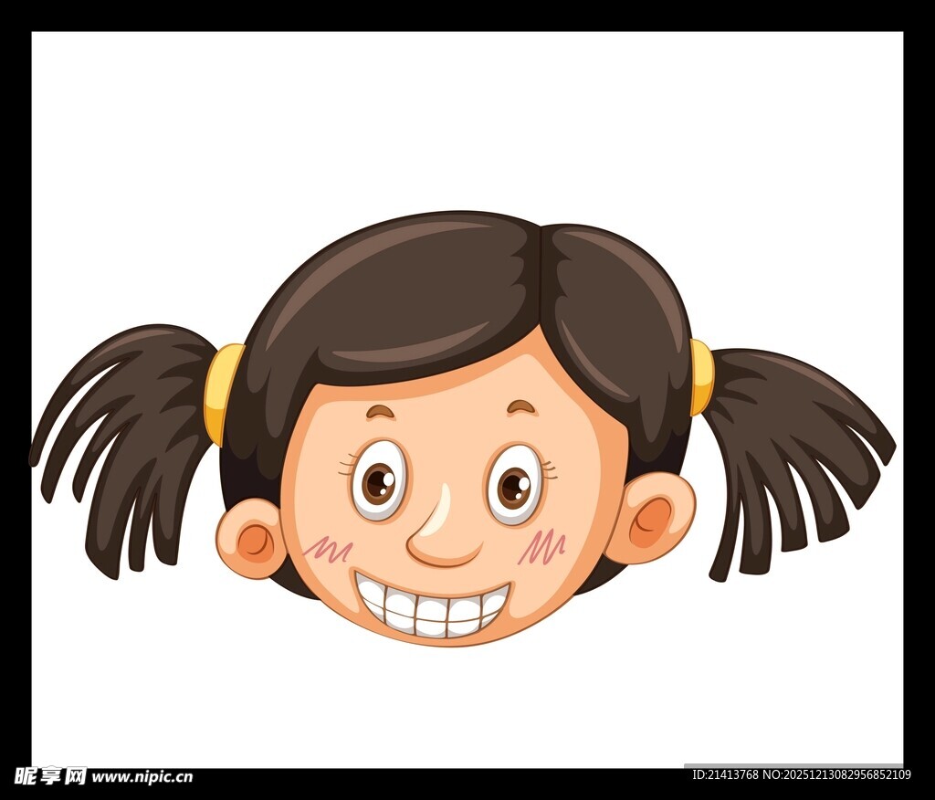 扎双马尾的开心小女孩