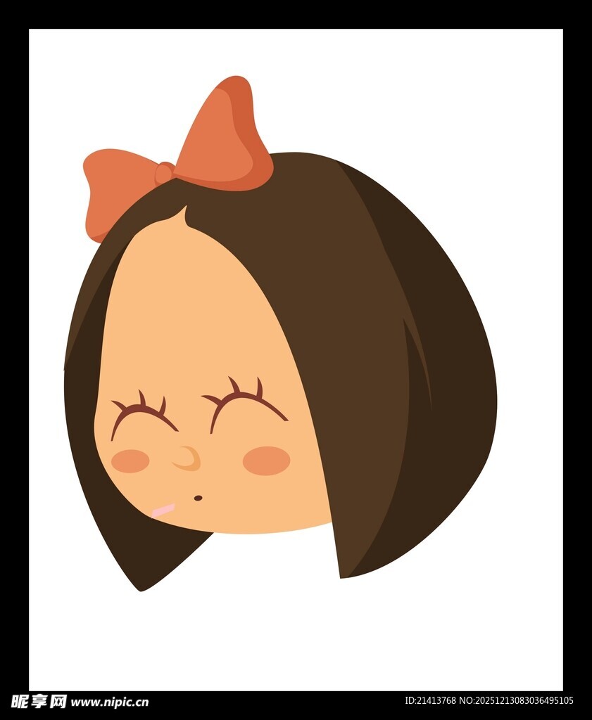 戴蝴蝶结的可爱卡通女孩