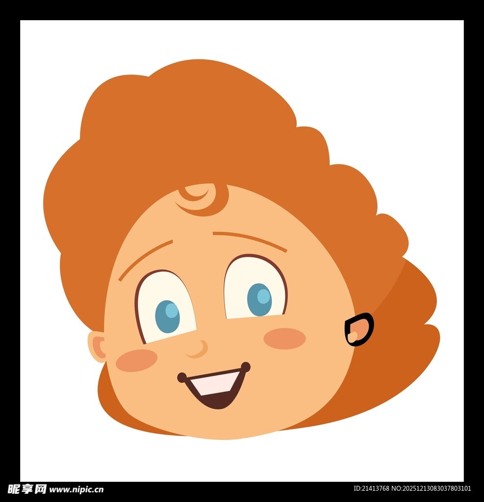 卷发笑脸卡通人物头像