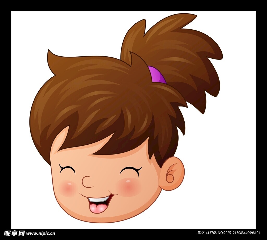 扎马尾的开心小女孩