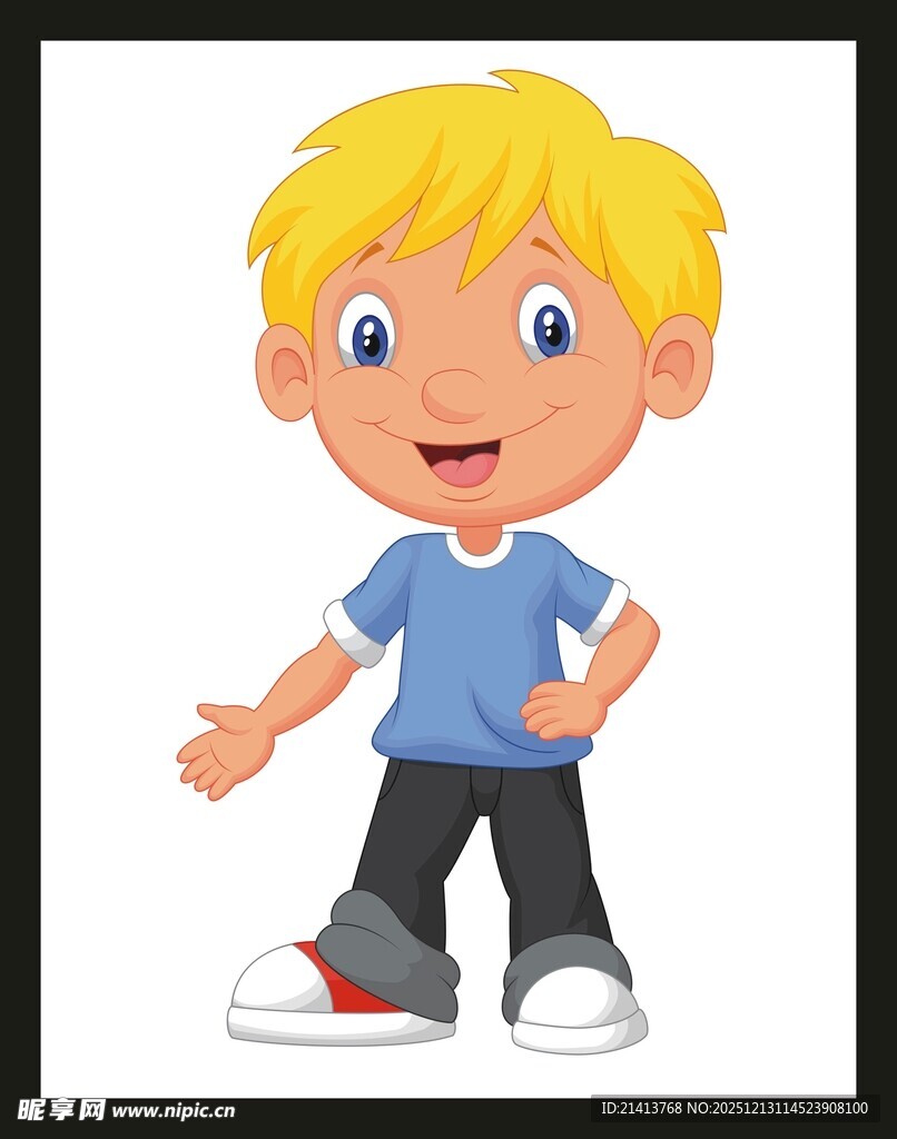 可爱金发小男孩站立形象