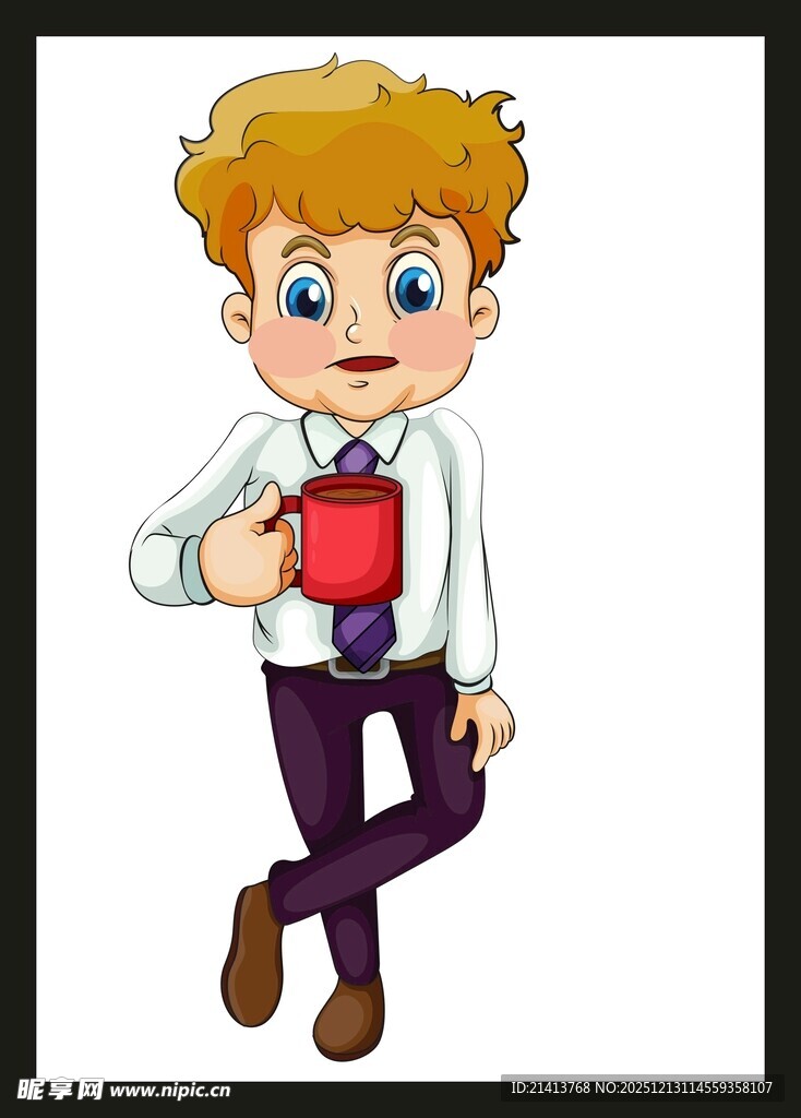 手持红杯的俏皮小男孩