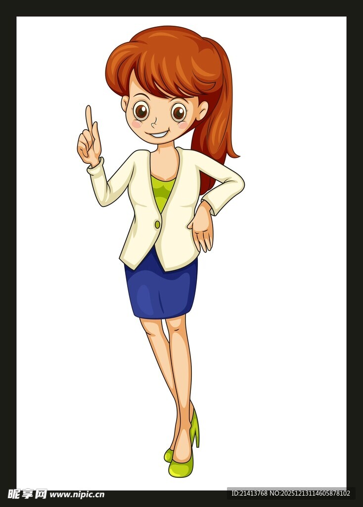 红发女士优雅姿态展示