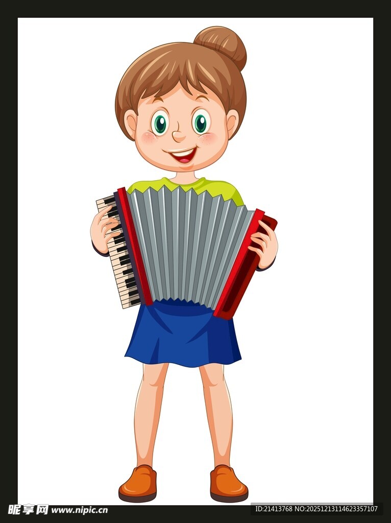 小女孩演奏手风琴