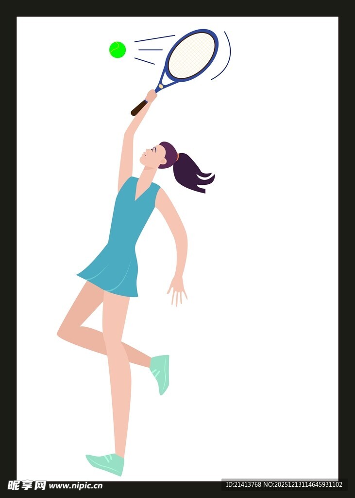 女子网球运动员击球瞬间