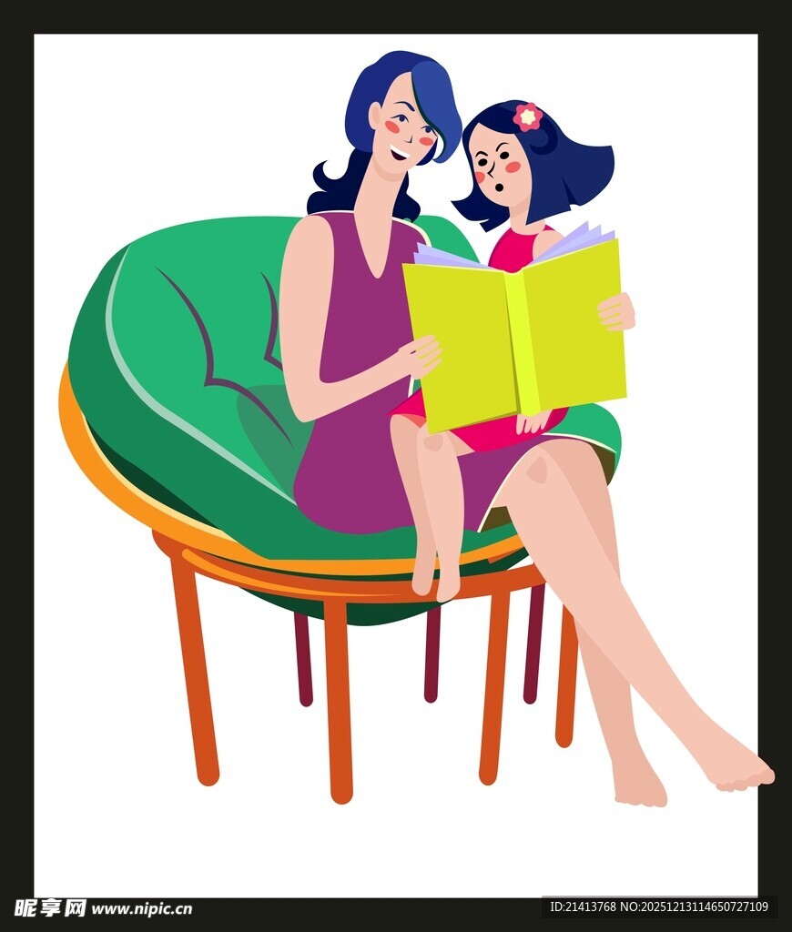 母亲与孩子温馨共读时刻