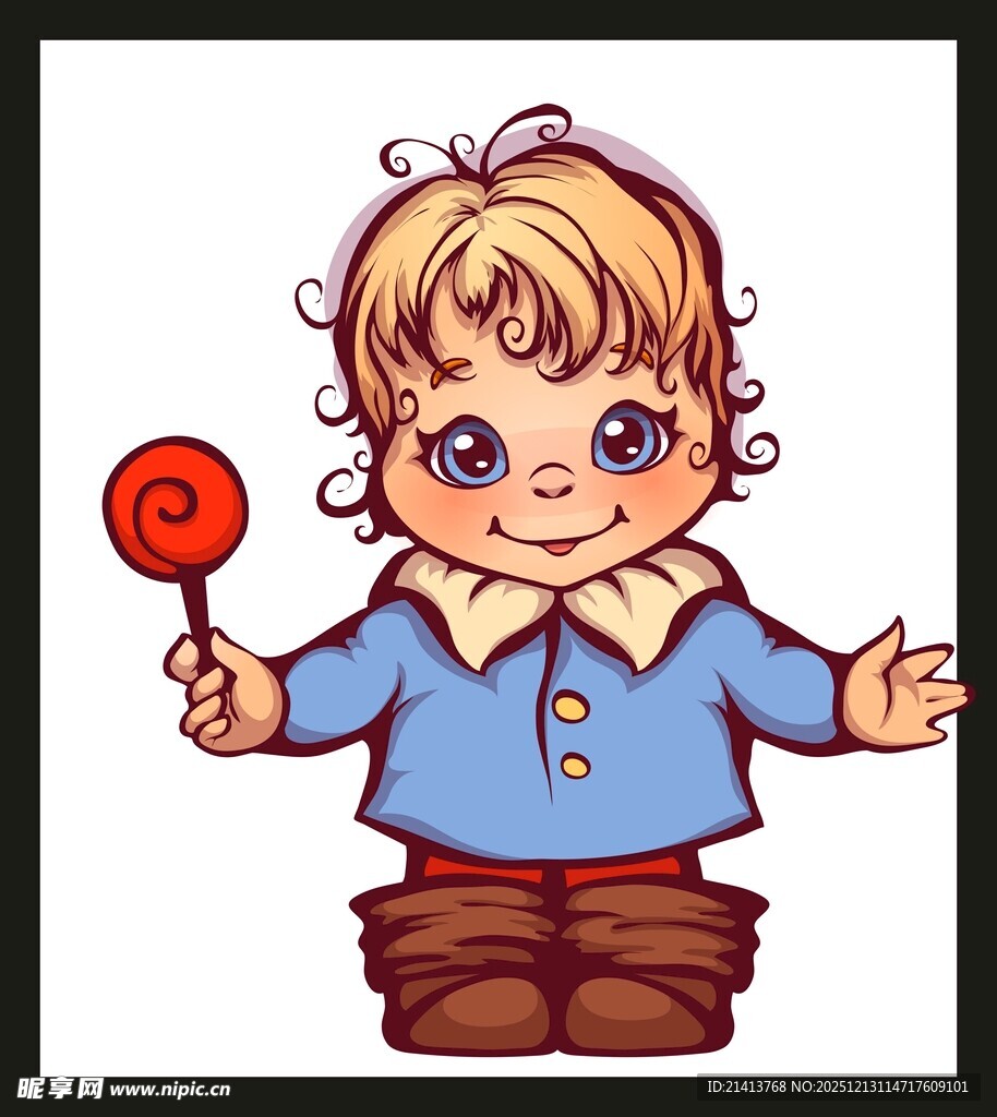 手持棒棒糖的可爱小孩