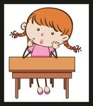 小女孩坐在桌前思考