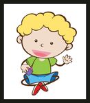 坐着玩耍的金发小男孩