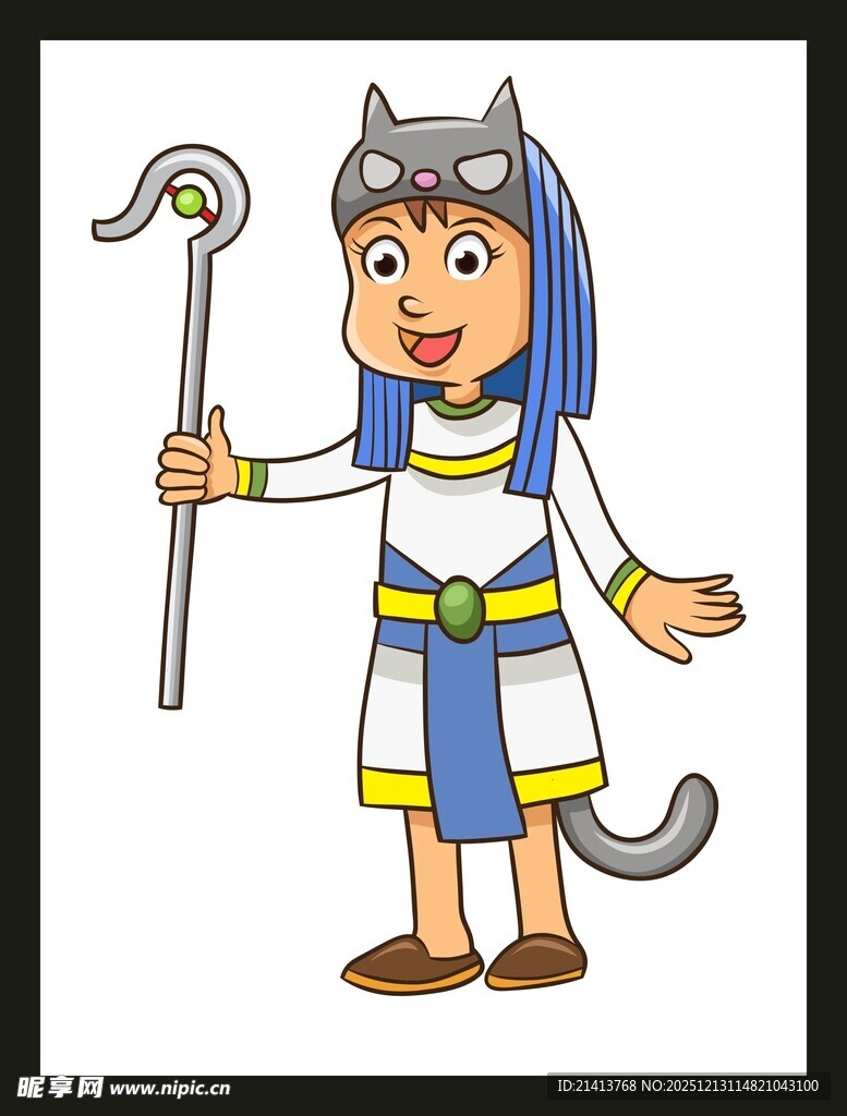 埃及猫神形象卡通插画