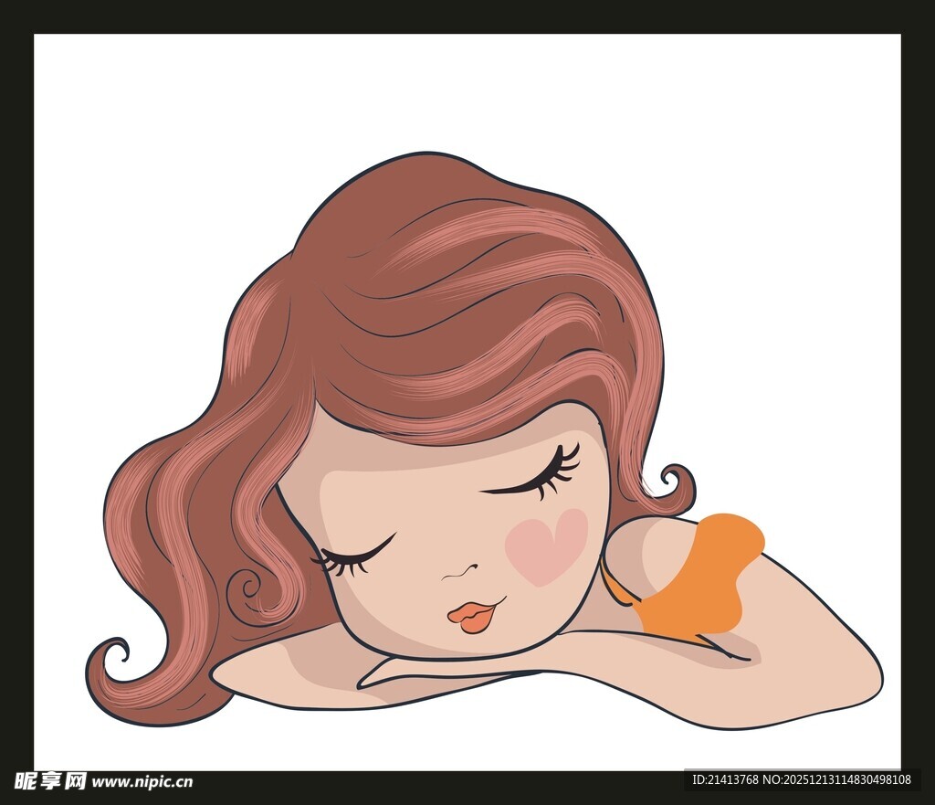 熟睡的卷发女孩