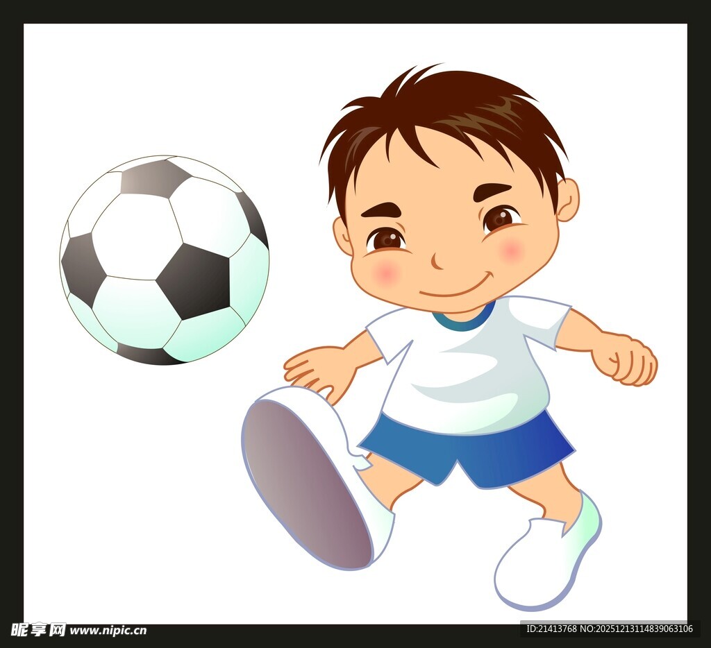 男孩踢足球瞬间