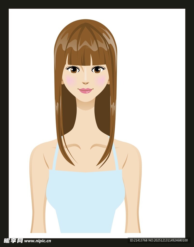 长发蓝衣女性形象