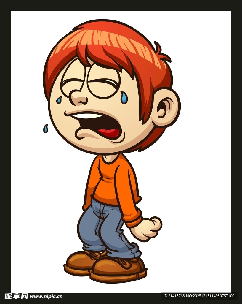 哭泣的红发小男孩