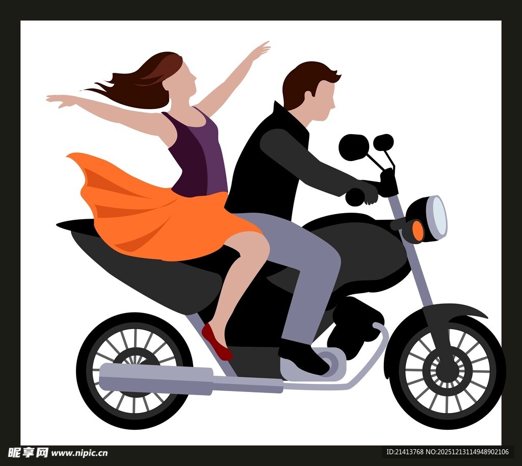 情侣骑摩托畅享浪漫时光