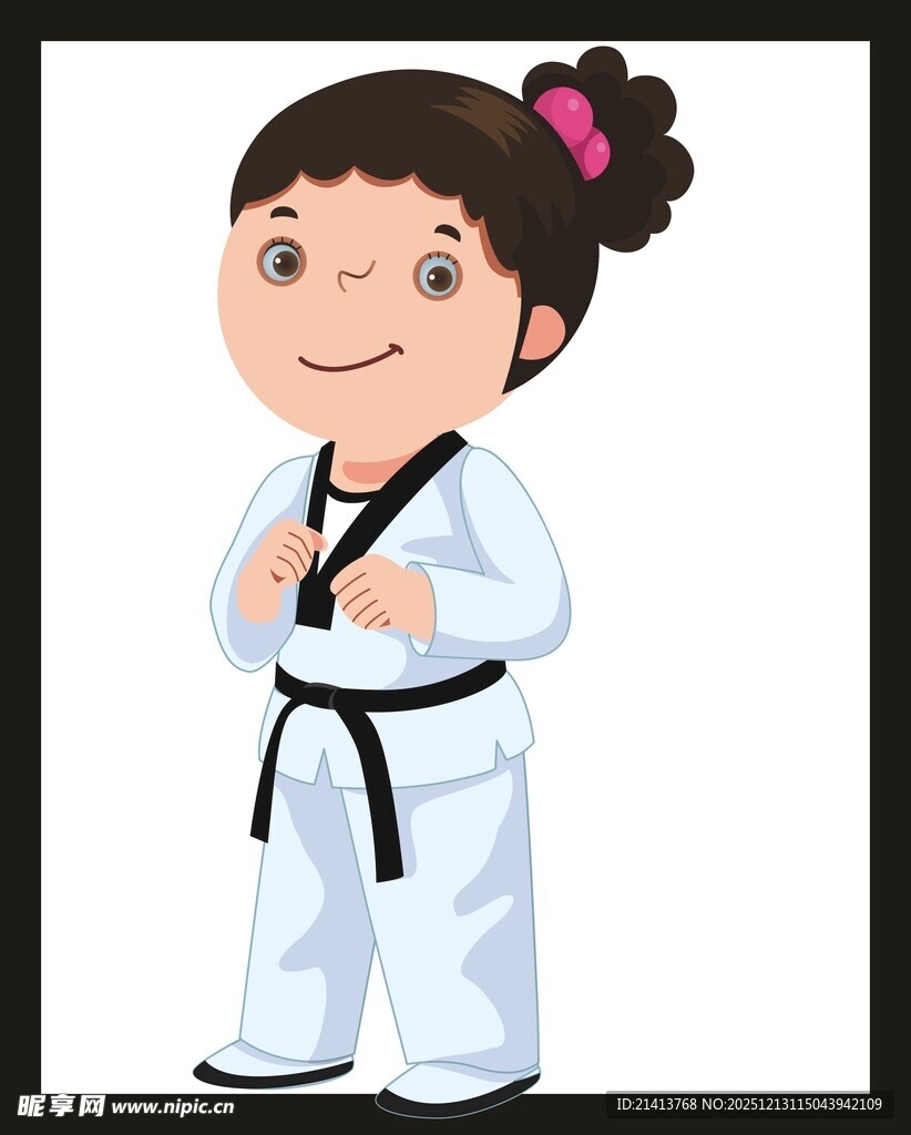 穿跆拳道服的可爱小女孩