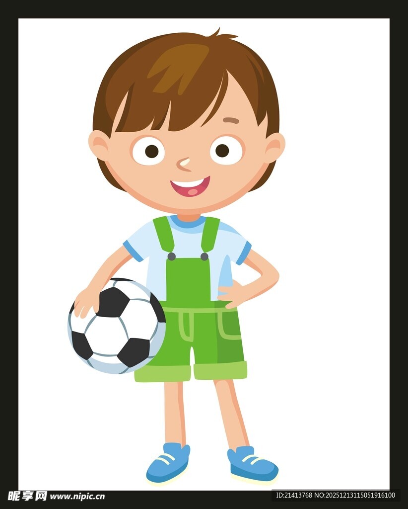 穿背带裤的足球小男孩