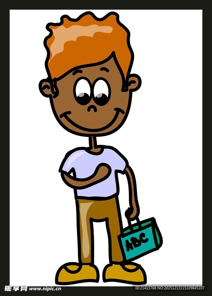 拿书的卡通男孩