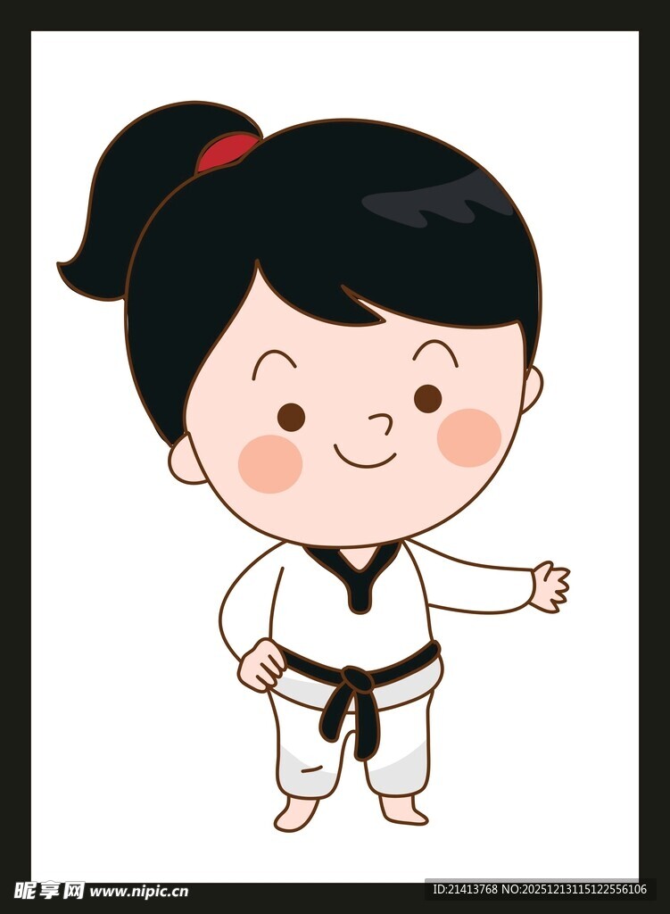 练跆拳道的可爱小女孩