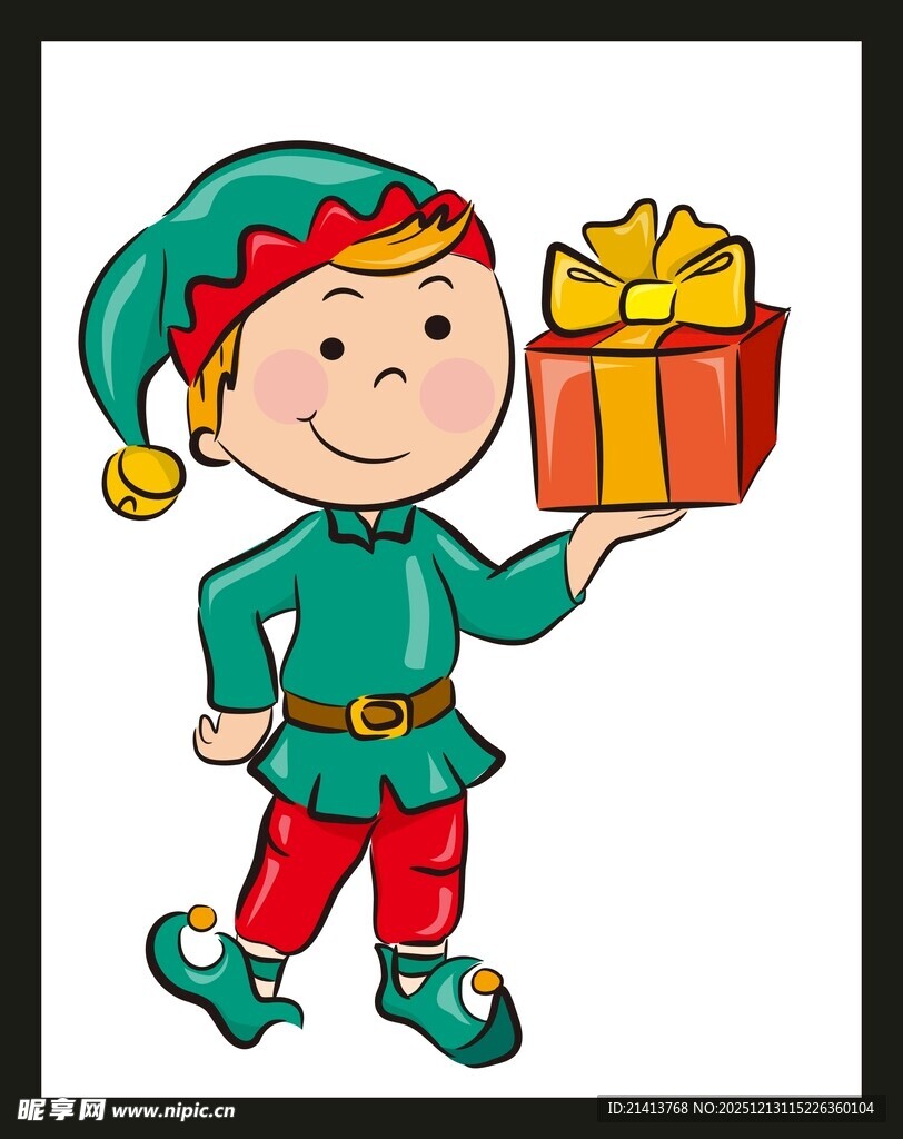圣诞小精灵手持礼物盒