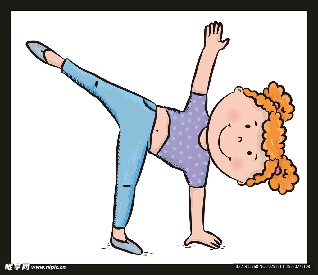 女孩做单腿支撑瑜伽动作