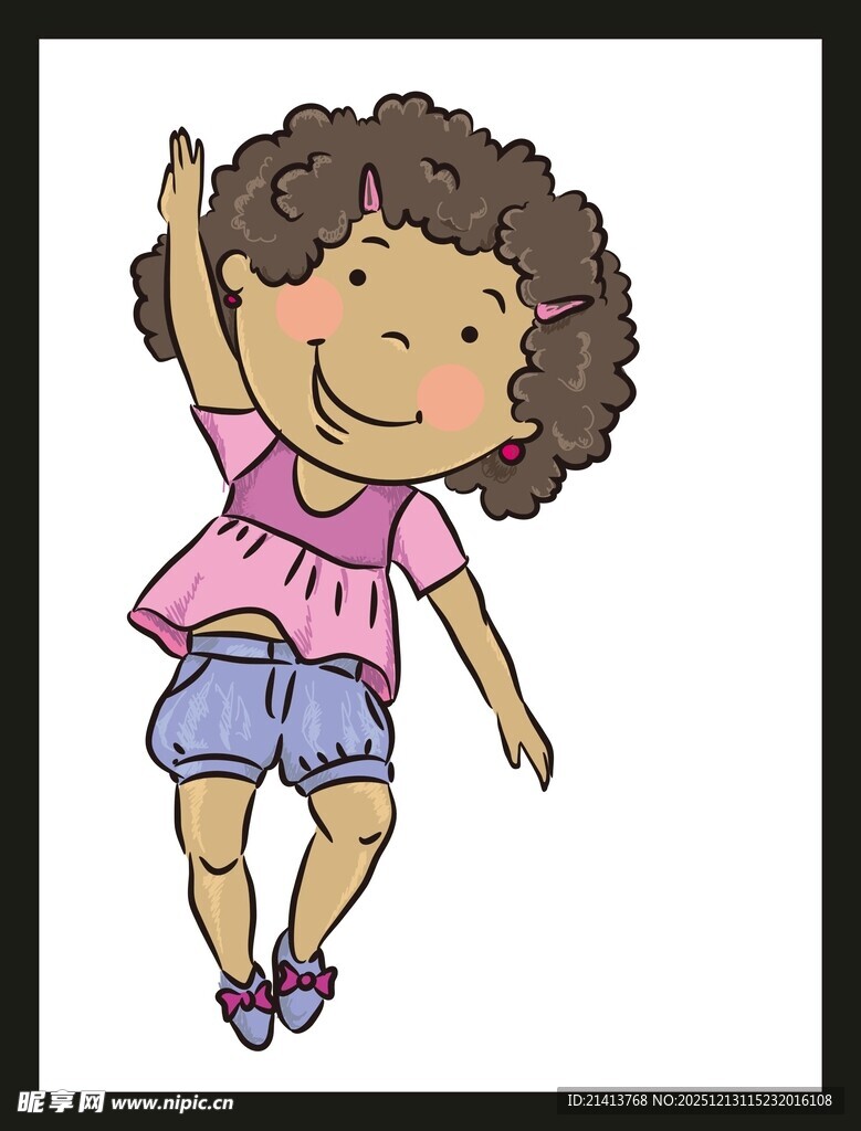 跳舞的卷发小女孩