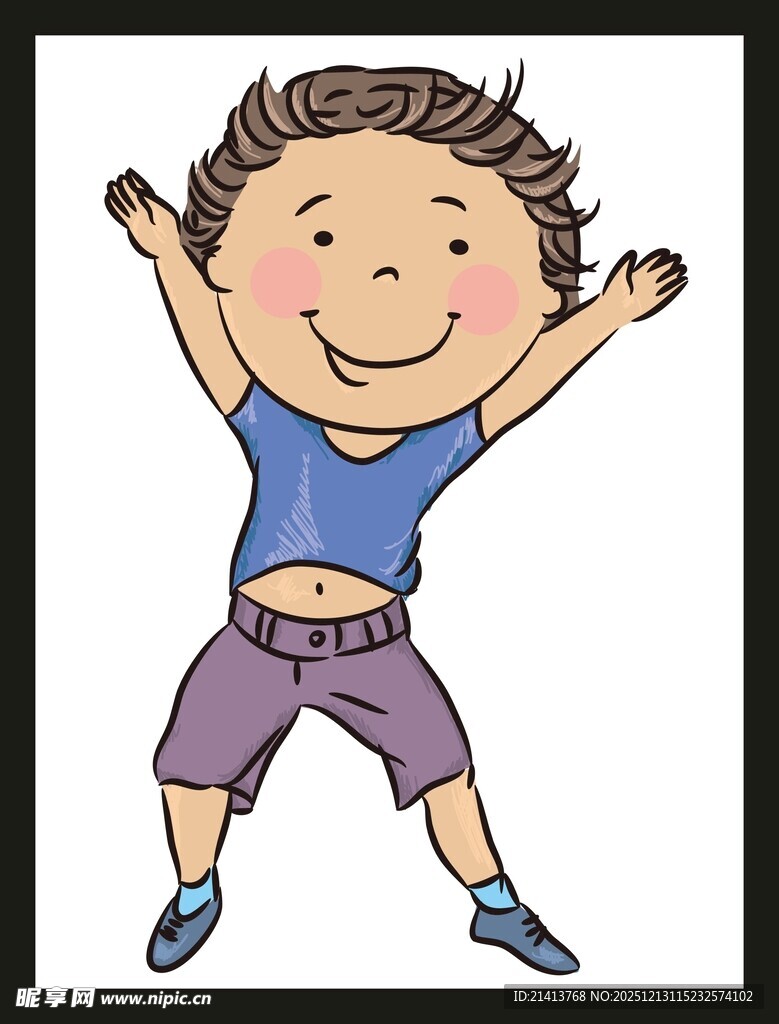 快乐跳跃的小男孩