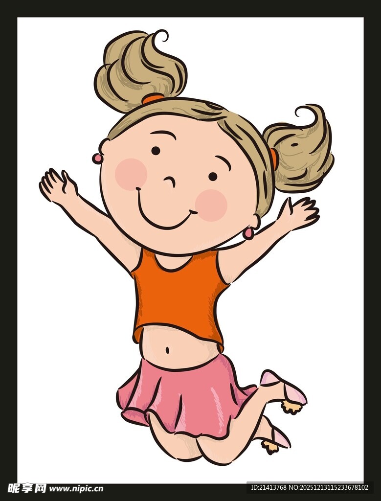 跳跃的快乐小女孩