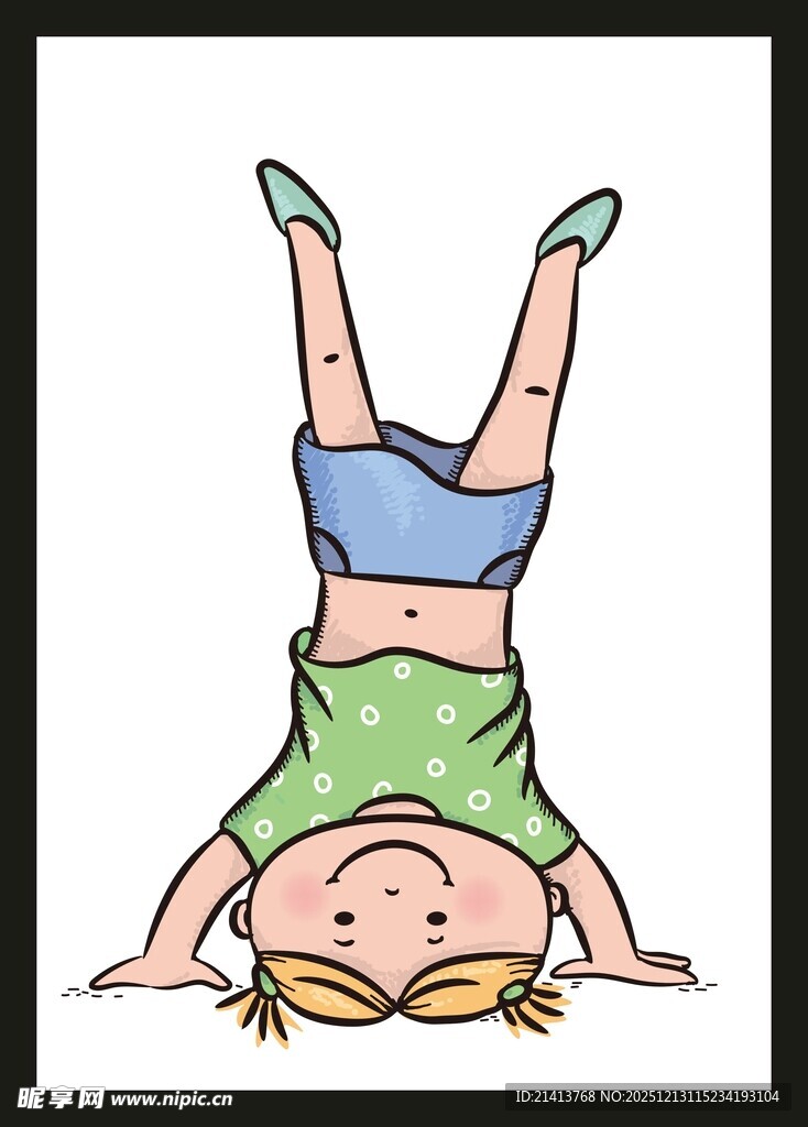 倒立的小女孩