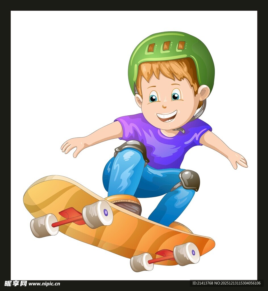 男孩玩滑板的精彩瞬间