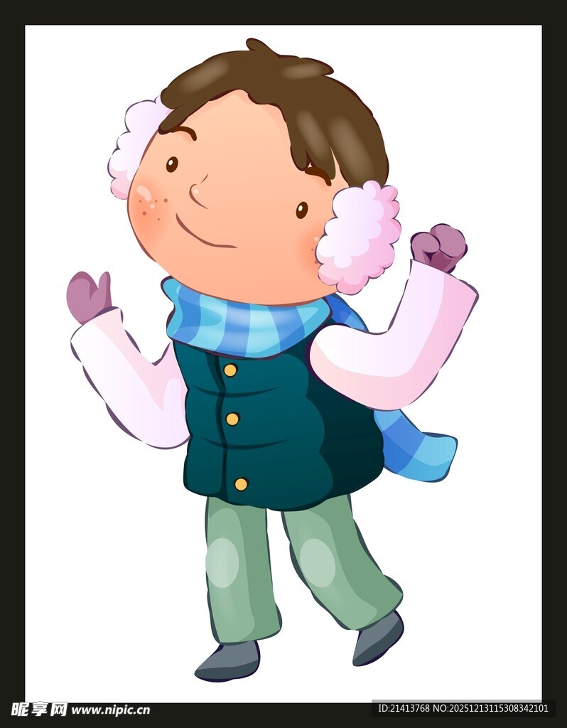 冬日欢快小男孩