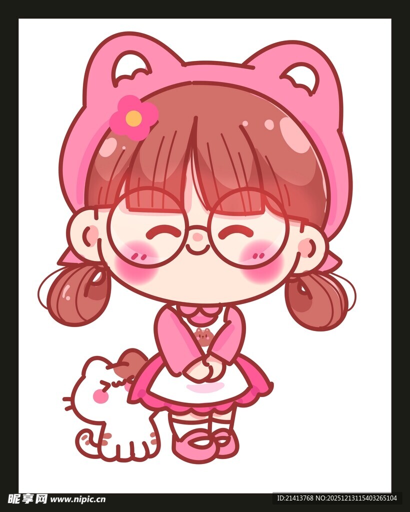 戴猫耳帽的可爱小女孩