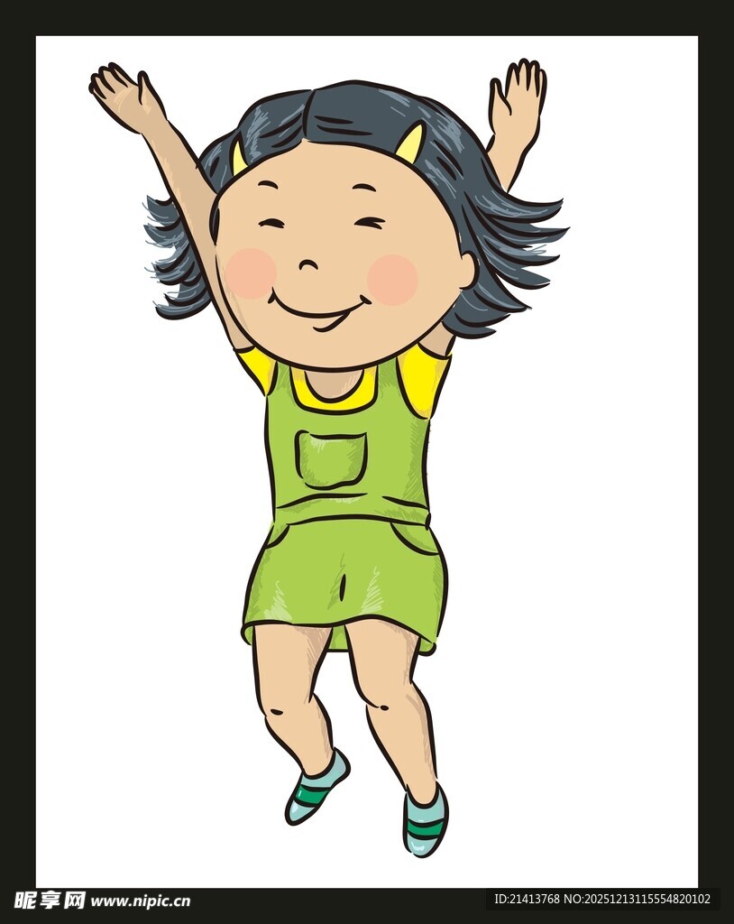 跳跃的快乐小女孩